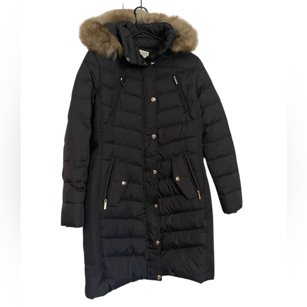 Michael Kors Dark Gray Puffer Coat with Fur Hood size S